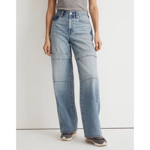Madewell High-Rise Cotton Superwide-Leg Jeans NM237 Larkins Wash Womens Size 25 - Picture 1 of 16